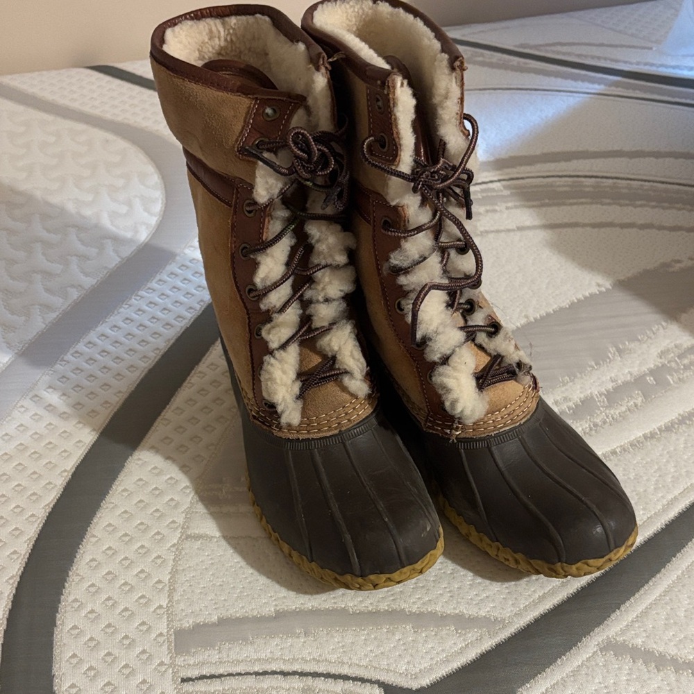 L.L. Bean Brown and Tan Winter Rain Boots